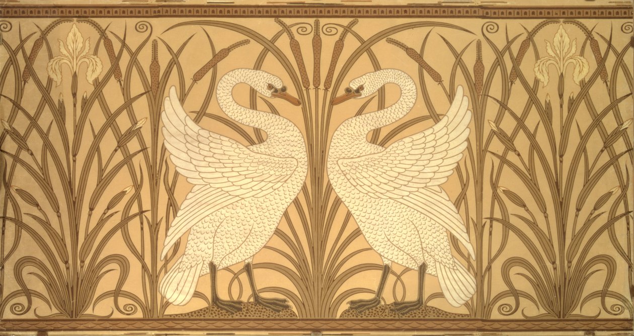 Diseño de papel tapiz de cisne de Walter Crane