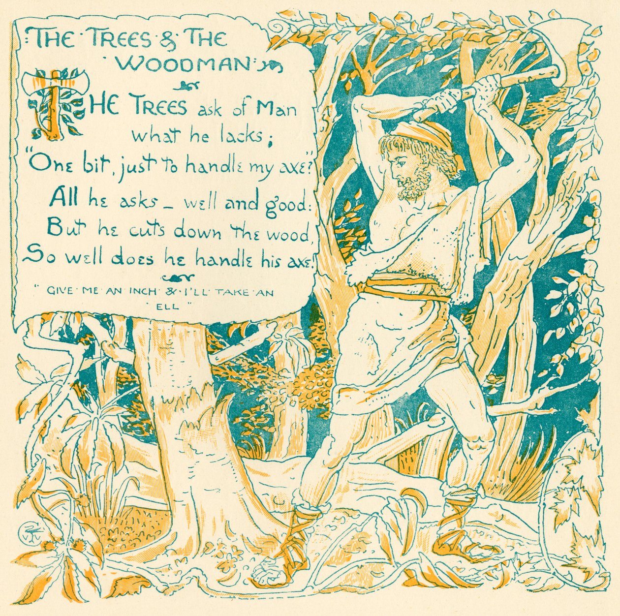 Los árboles y el leñador, ilustración de 