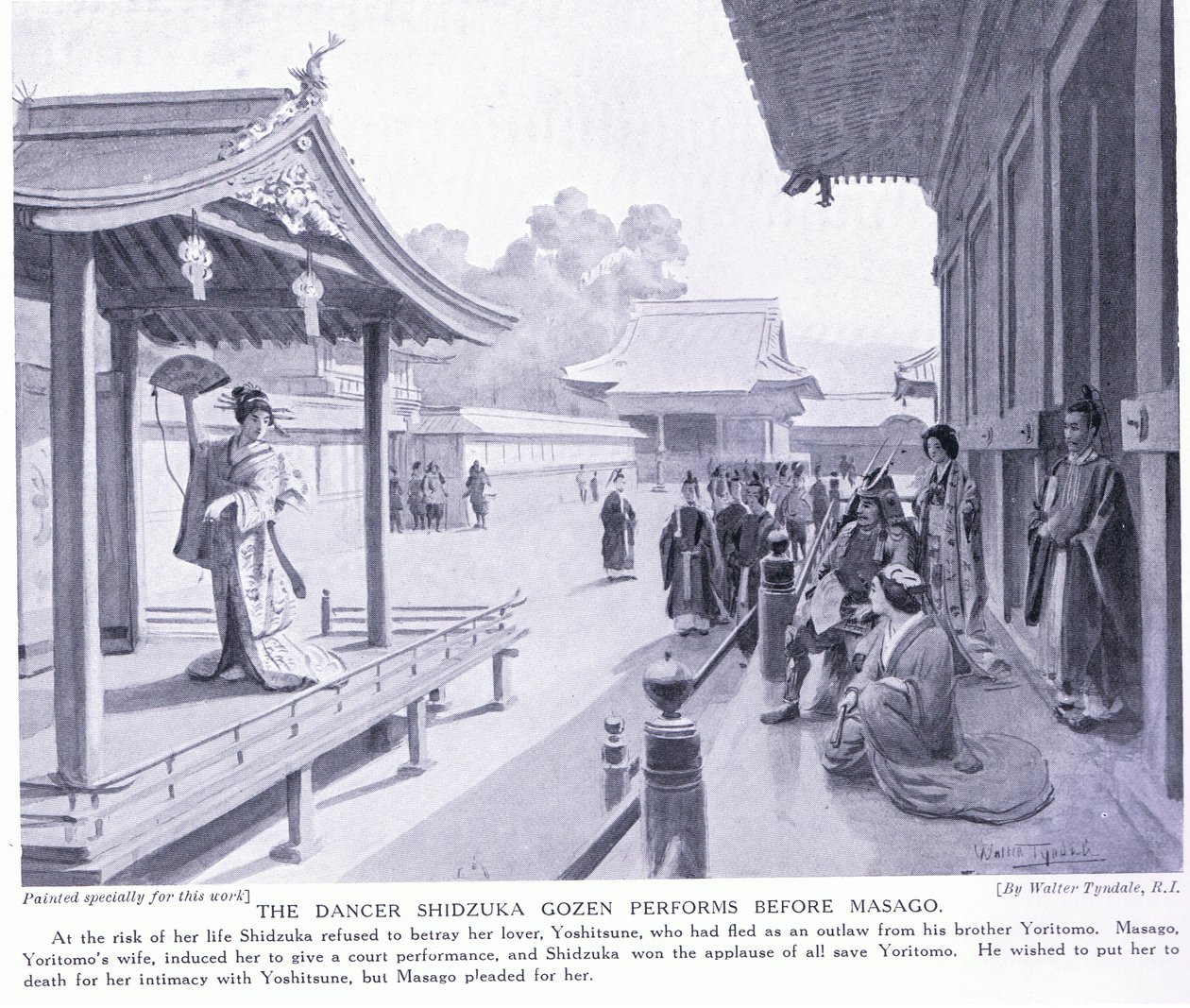 La bailarina Shidzuka Gozen actúa ante Masago de Walter Frederick Roofe Tyndale