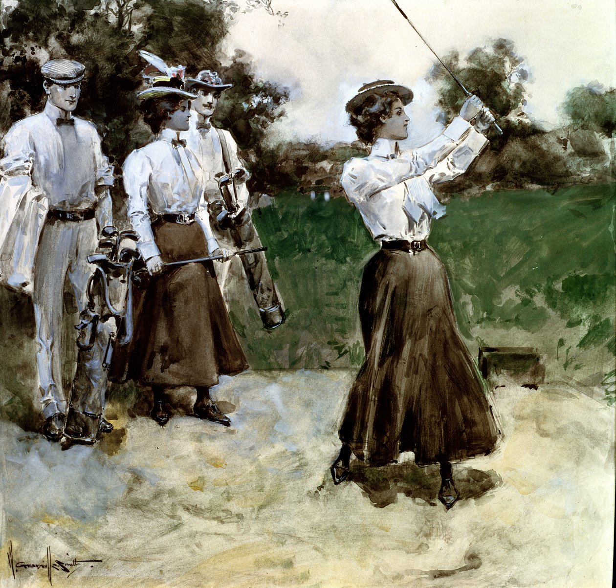 Partida de golf, c.1900 de Walter Granville Smith