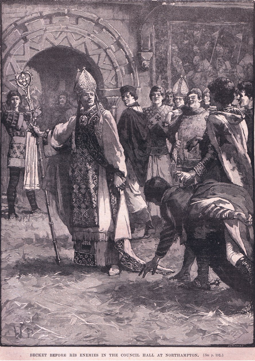 Becket ante sus enemigos en la sala del consejo en Northampton AD 1164 de Walter Paget