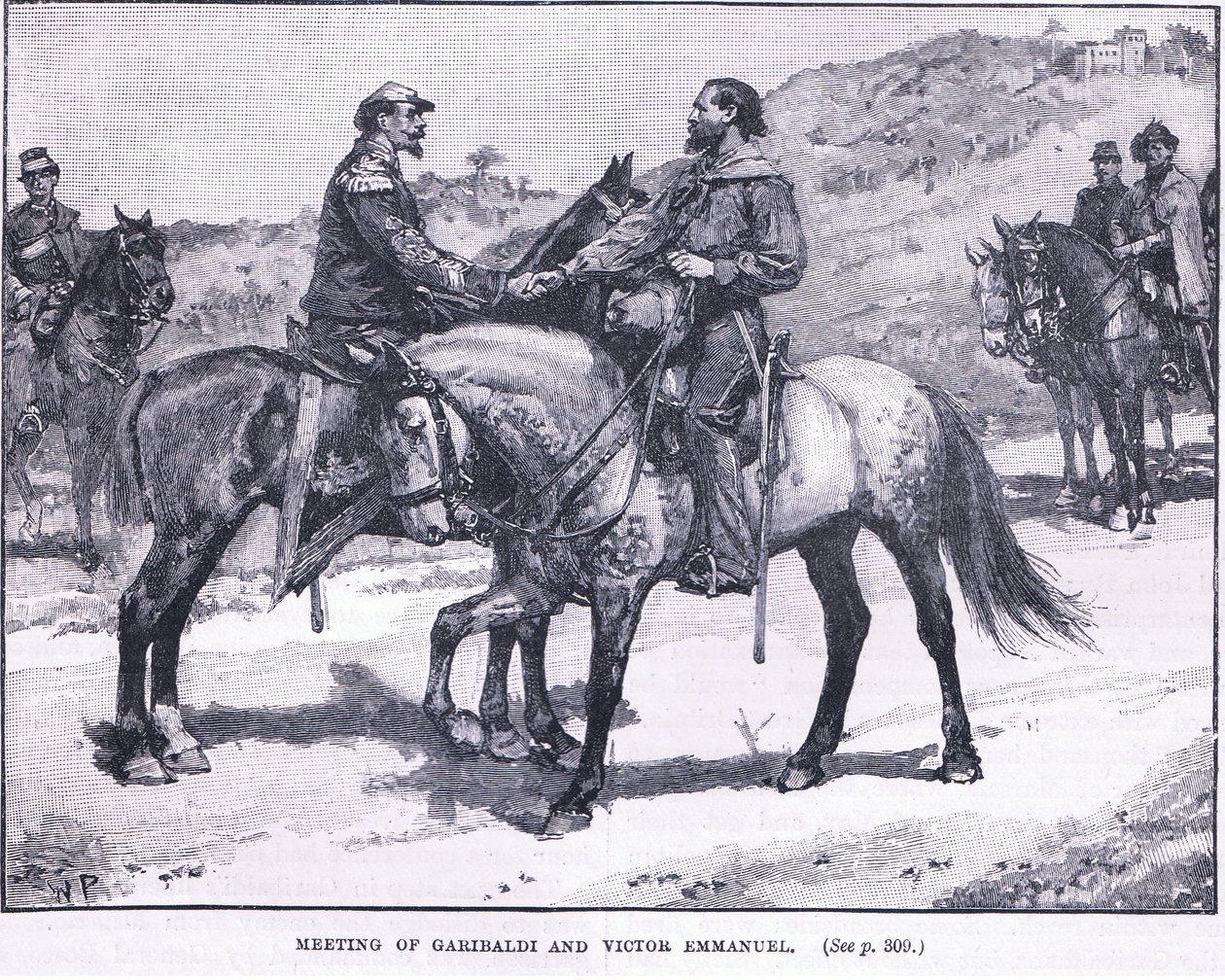 Encuentro de Garibaldi y Víctor Manuel 1860 AD de Walter Paget