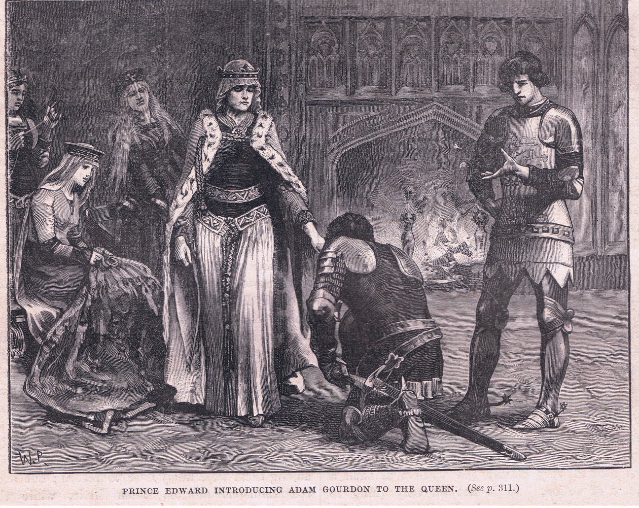 El príncipe Eduardo presentando a AD am Gourdon a la reina AD 1270 de Walter Paget