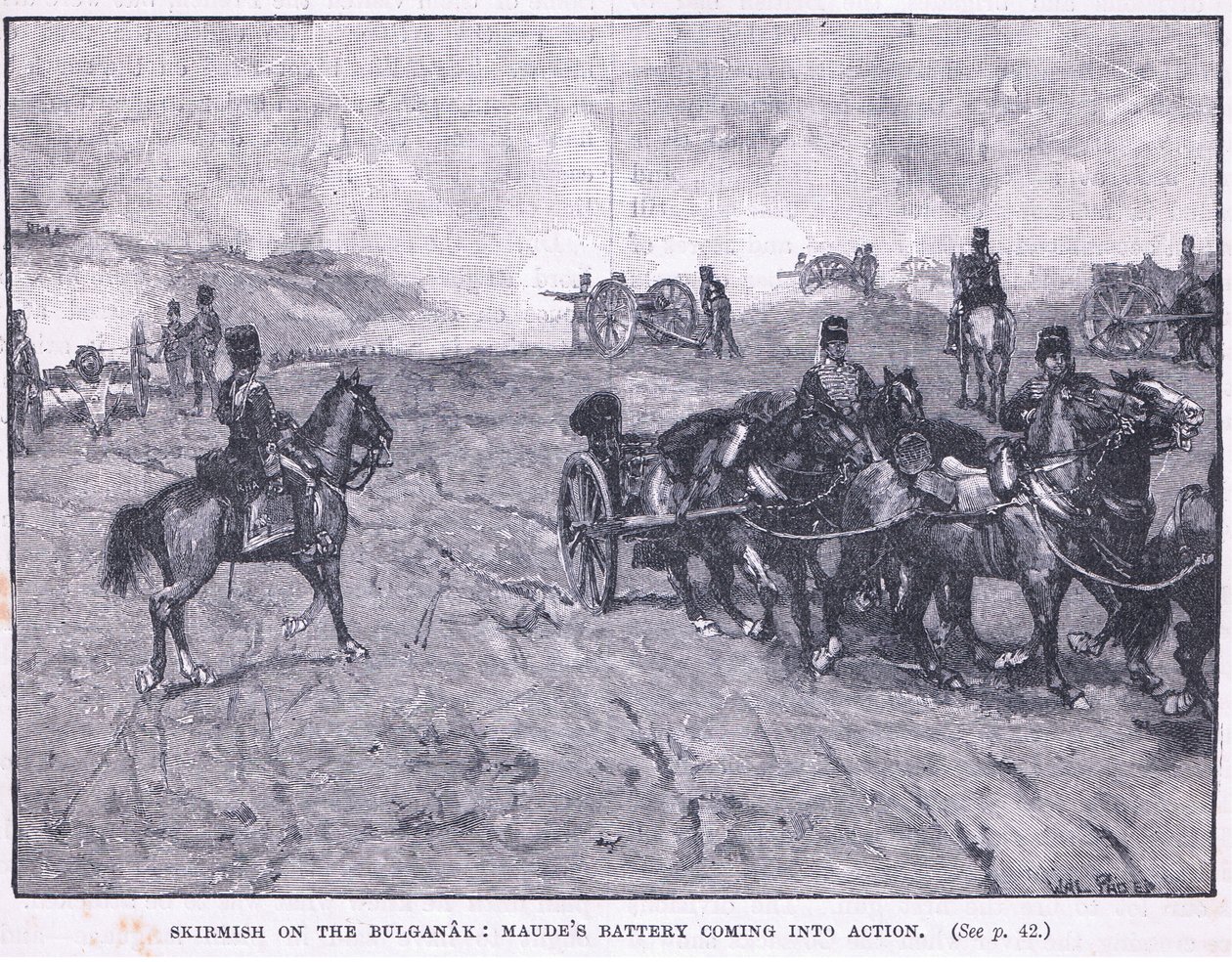 Escaramuza en el Bulganak: la batería de Maude entrando en acción de Walter Paget