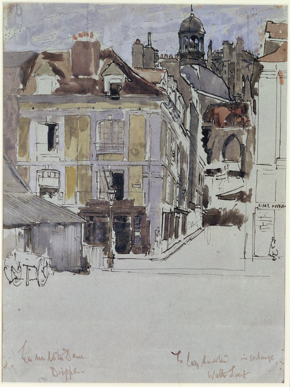 La Rue Notre Dame, Dieppe, con Quai Duquesne en primer plano, c.1899 de Walter Richard Sickert