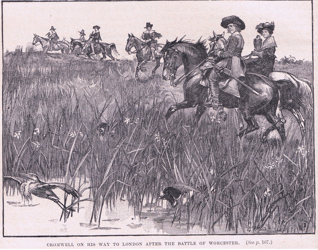 Cromwell en su camino a Londres después de la Batalla de Worcester AD 1651 de Walter Stanley Paget