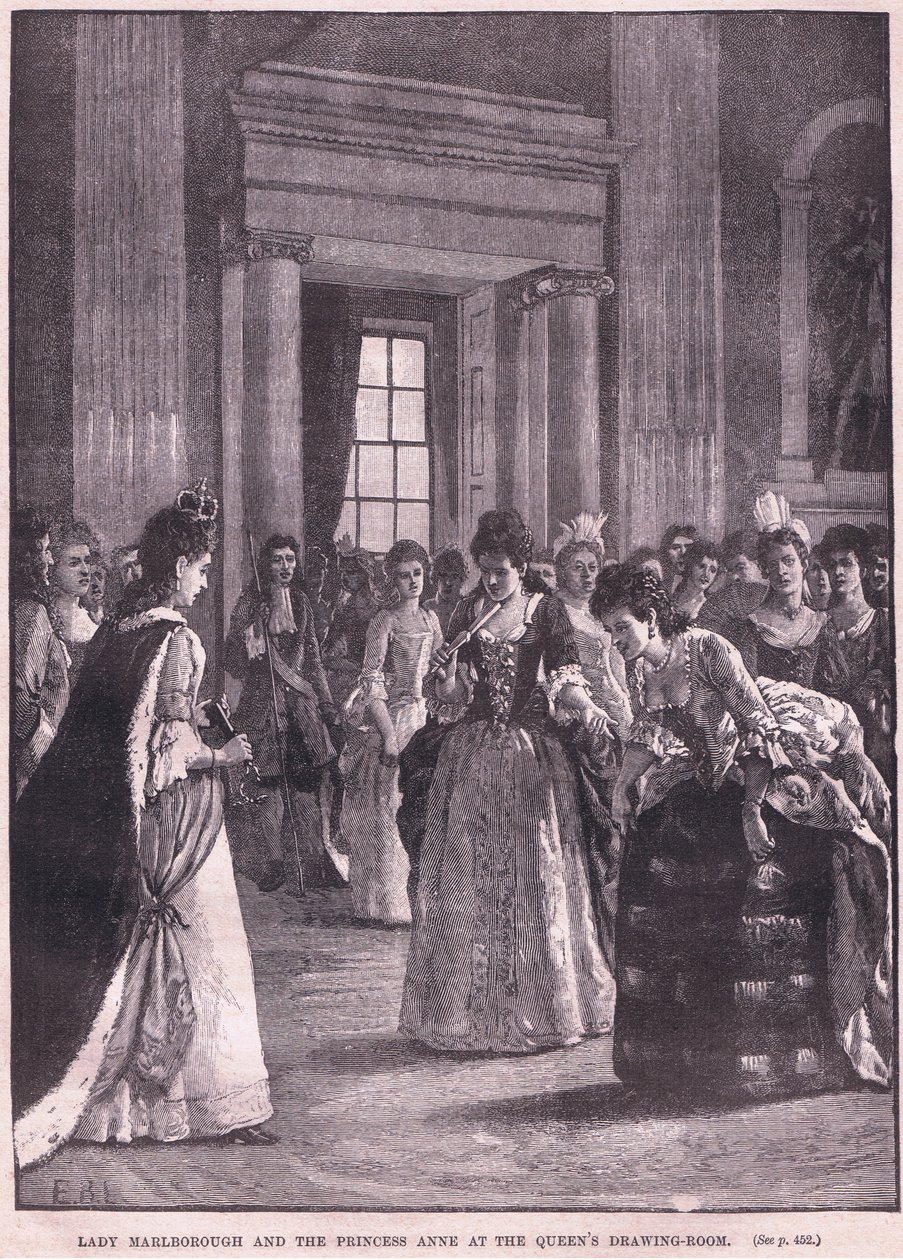Lady Marlborough y la Princesa Ana en el salón de la reina AD 1692 de Walter Stanley Paget