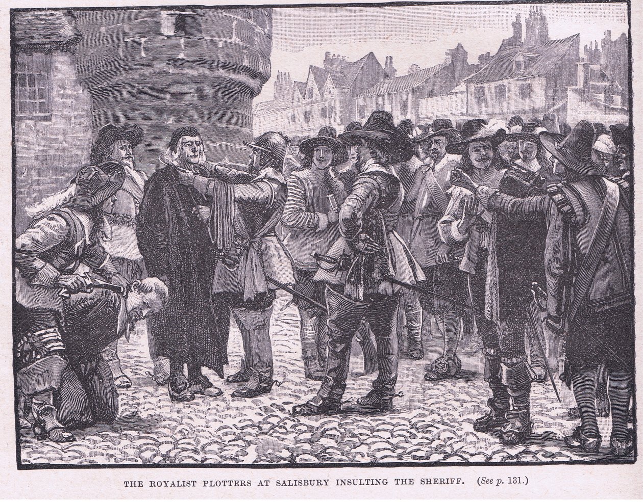 Los partidarios realistas en Salisbury insultando al sheriff AD 1655 de Walter Stanley Paget