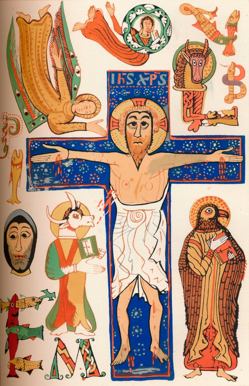 Crucifixión con letras decoradas, c790 AD, 1849 de Walter