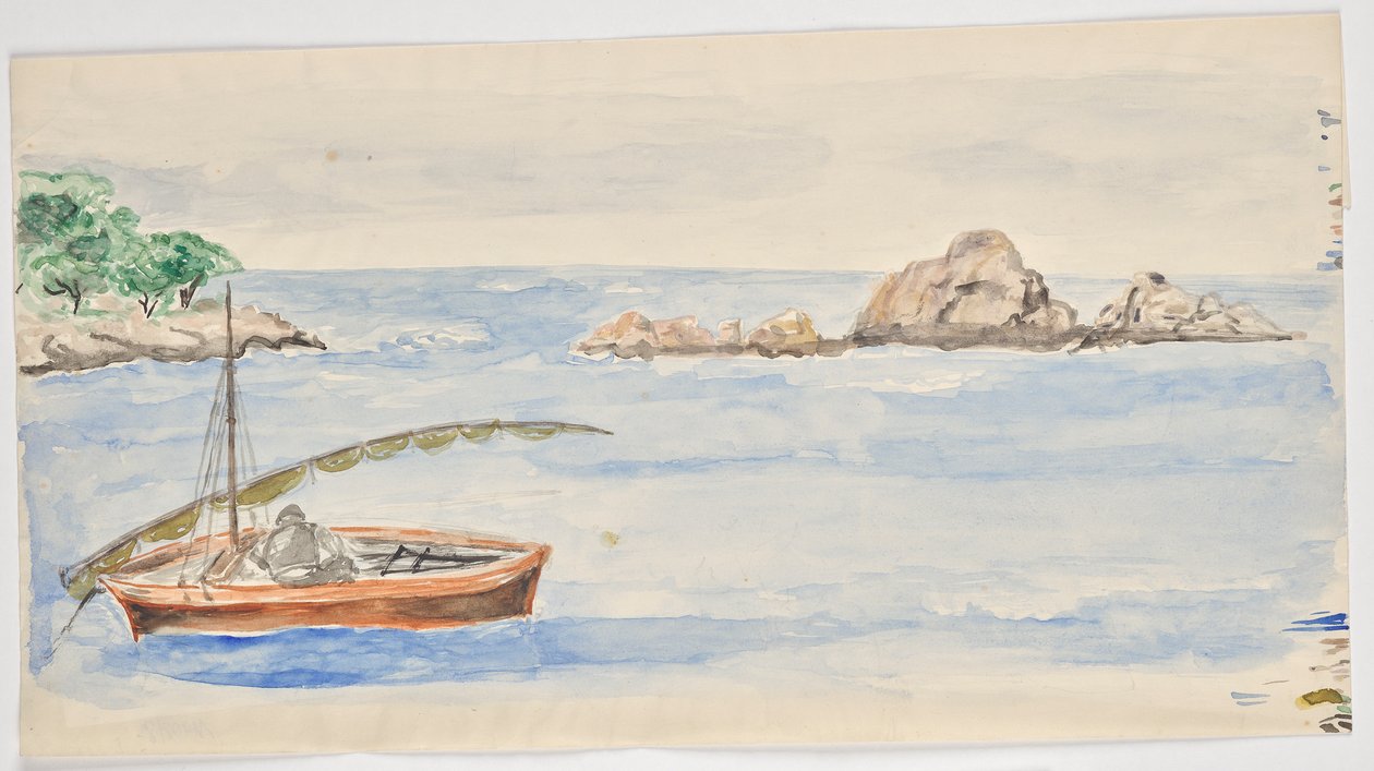 Hombre en velero en tierra en Florida (?) de Walter Barwig