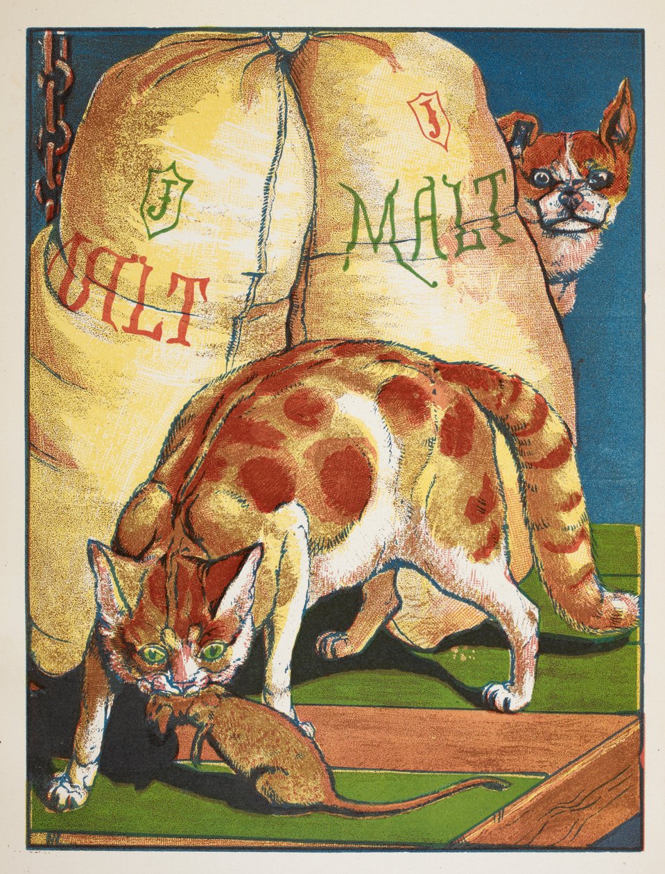 Un gato mata a una rata de Walter Crane