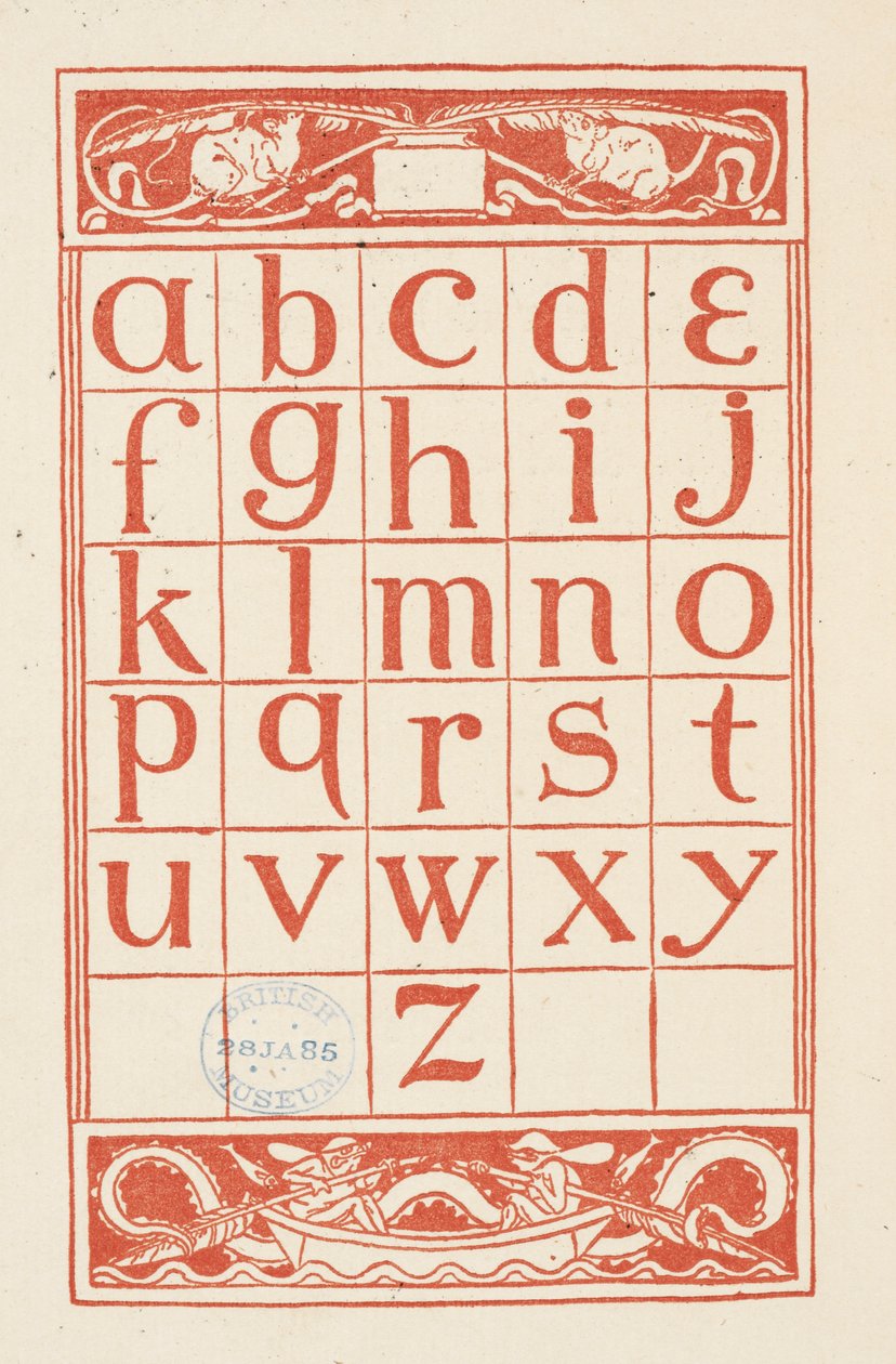 Una tabla alfabética para "La cartilla dorada". de Walter Crane