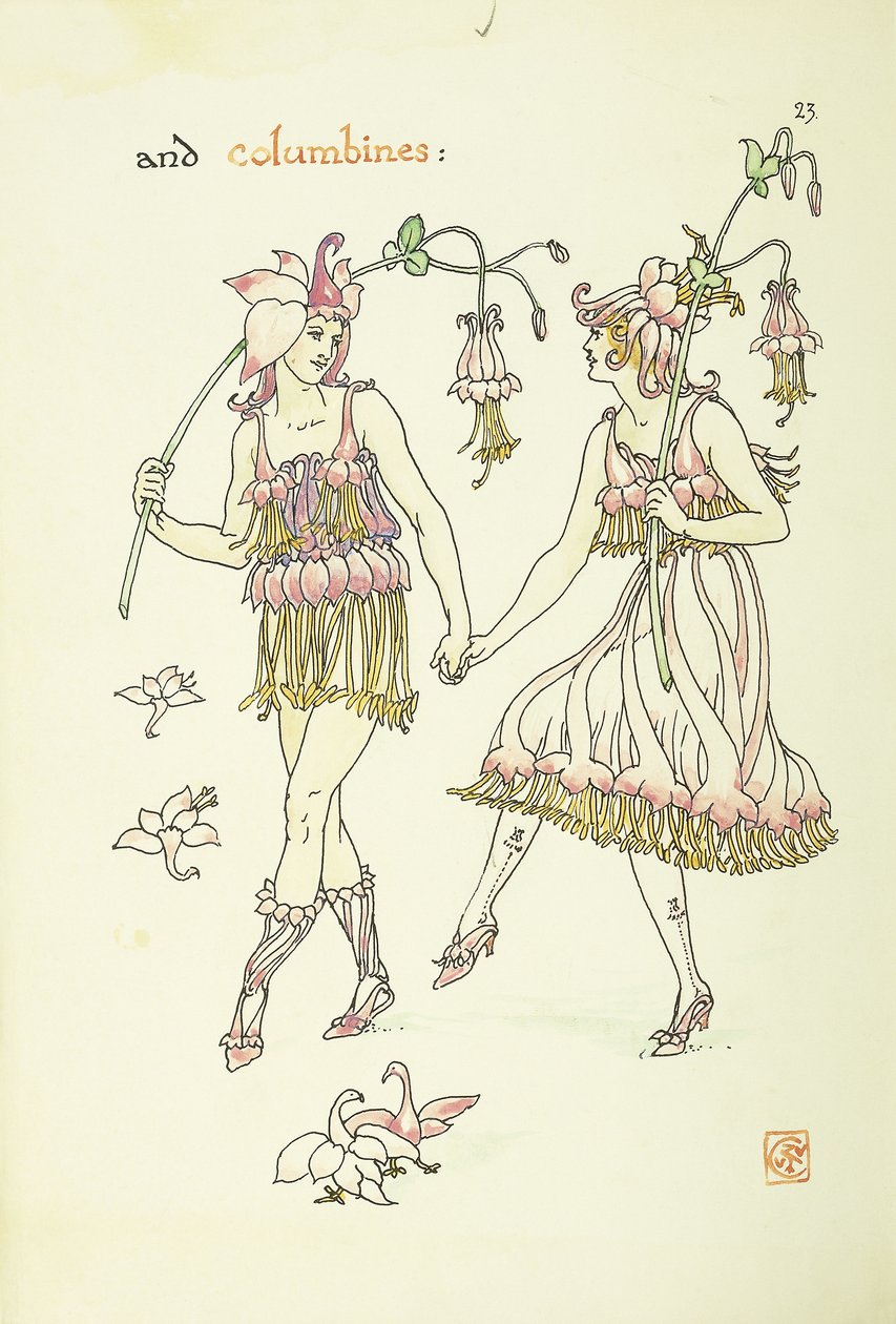 Flores del jardín de Shakespeare: Aguileñas de Walter Crane