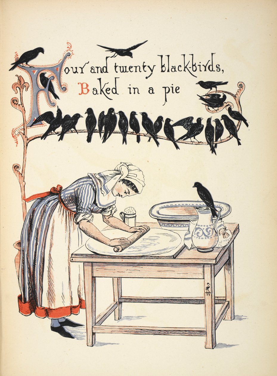 Cuatro y veinte mirlos horneados en un pastel. de Walter Crane
