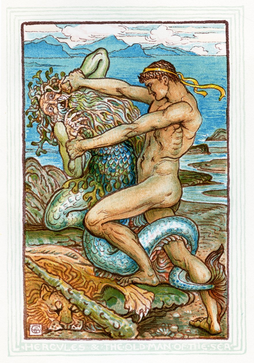 Hércules y el anciano del mar de Walter Crane