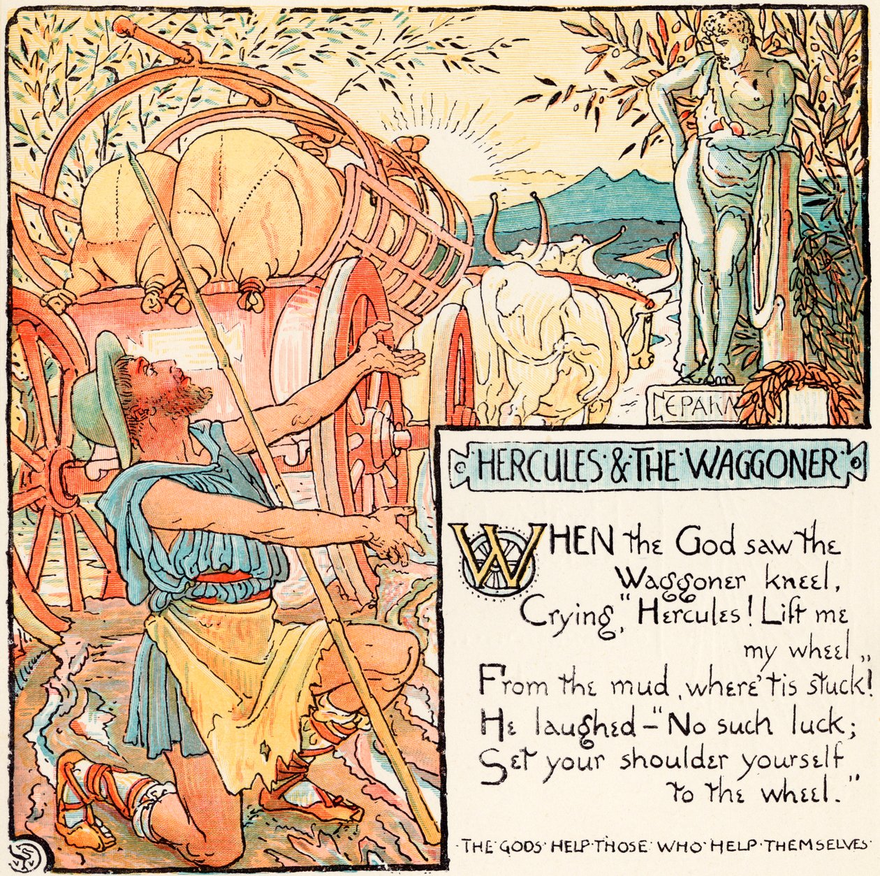 Hércules y el carretero, ilustración de 