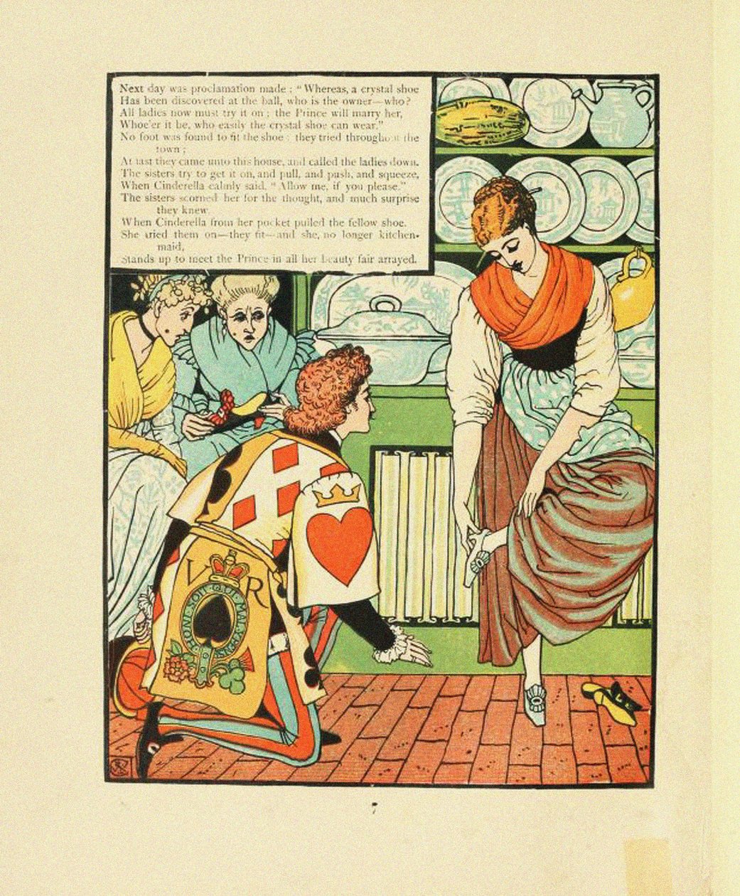 Ilustración para el cuento de hadas Cenicienta de Walter Crane