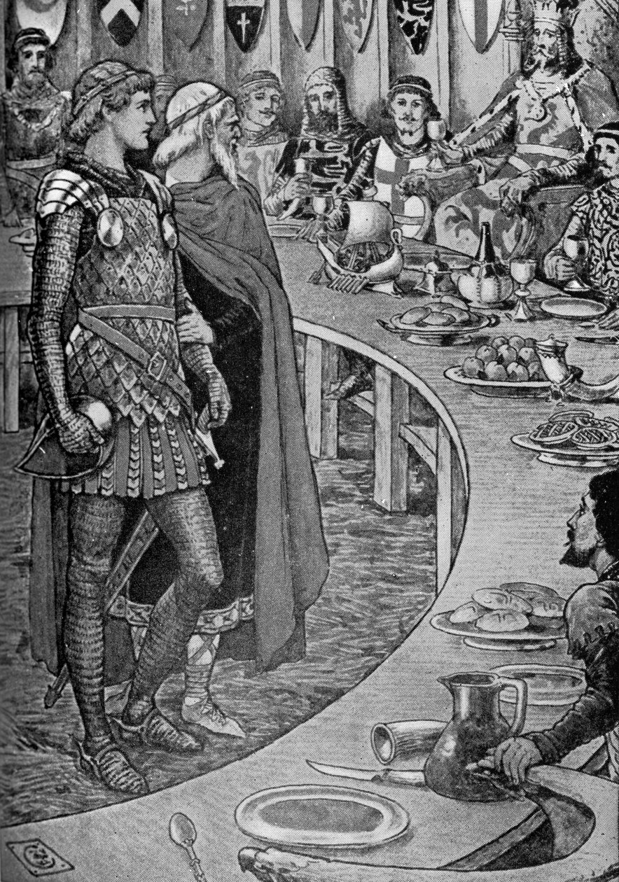 Rey Arturo - Un anciano presenta a Sir Galahad de Walter Crane