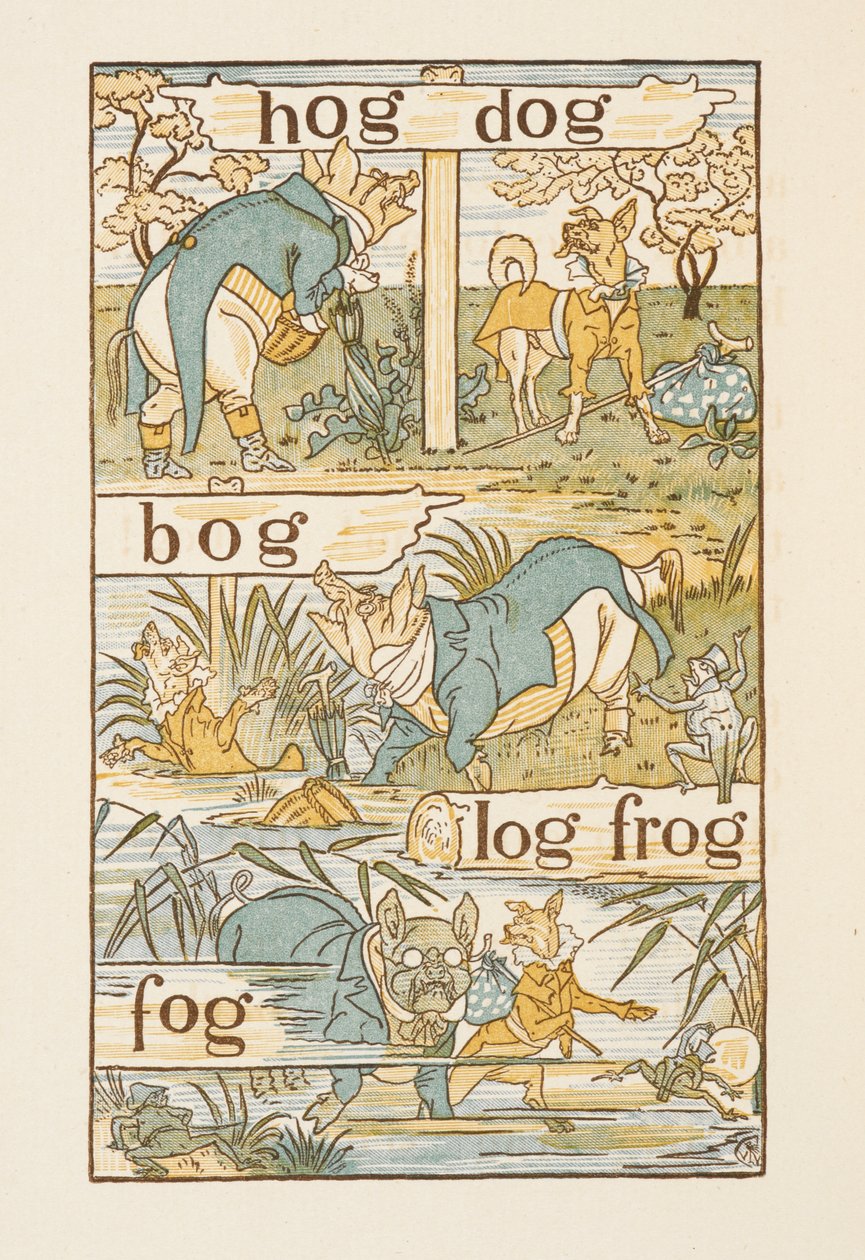 Palabras que riman acabadas en la letra G. La cartilla dorada. de Walter Crane