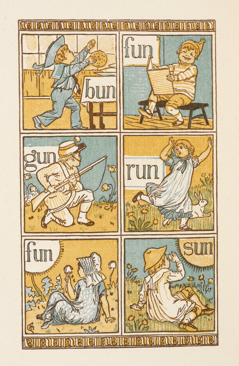 Palabras que riman acabadas en la letra N. La cartilla dorada. de Walter Crane