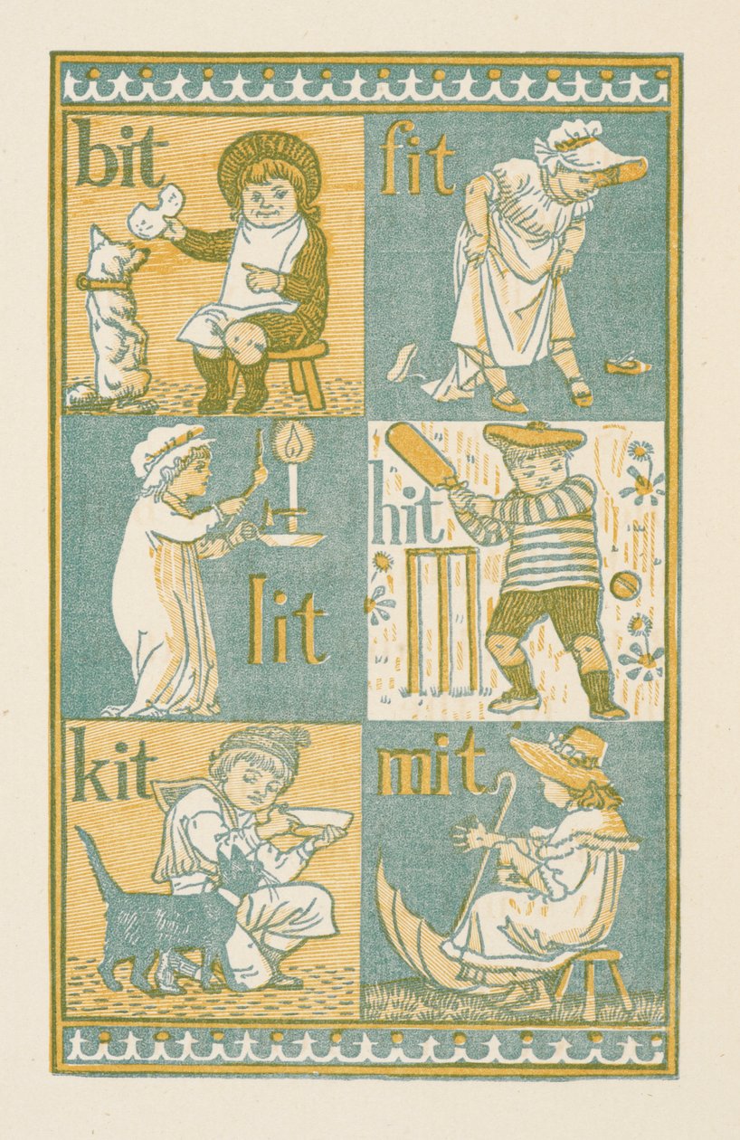 Palabras que riman acabadas en la letra T. La cartilla dorada de Walter Crane