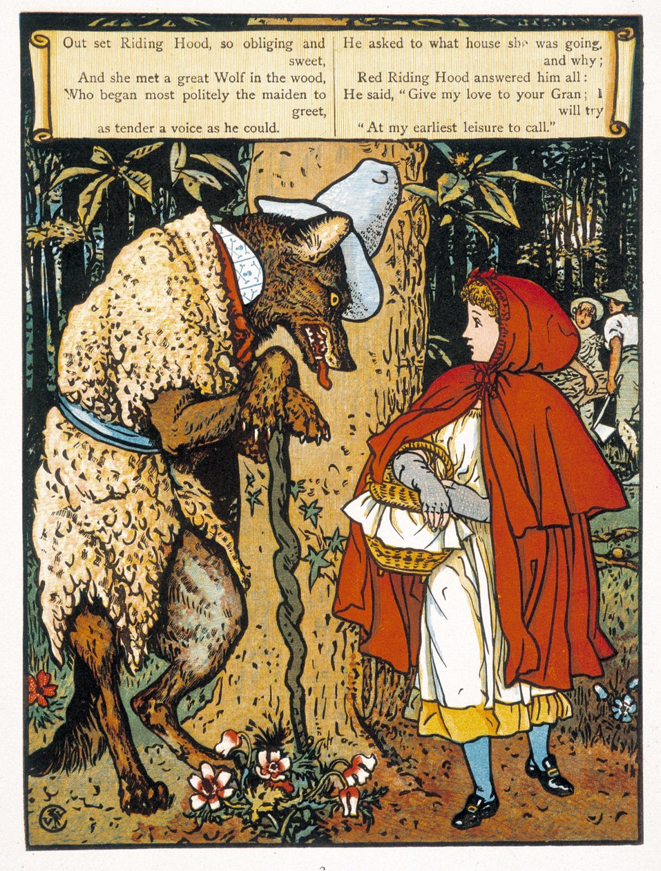 Caperucita Roja (encuentro con el lobo) - por John Lane, Walter Crane