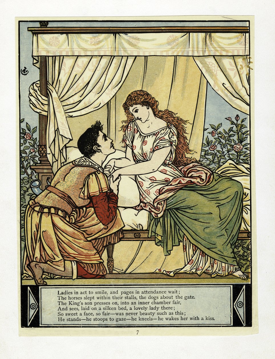 El Príncipe despierta a la Bella, de The Blue Beard Picture Book, pub. 1879 de Walter Crane