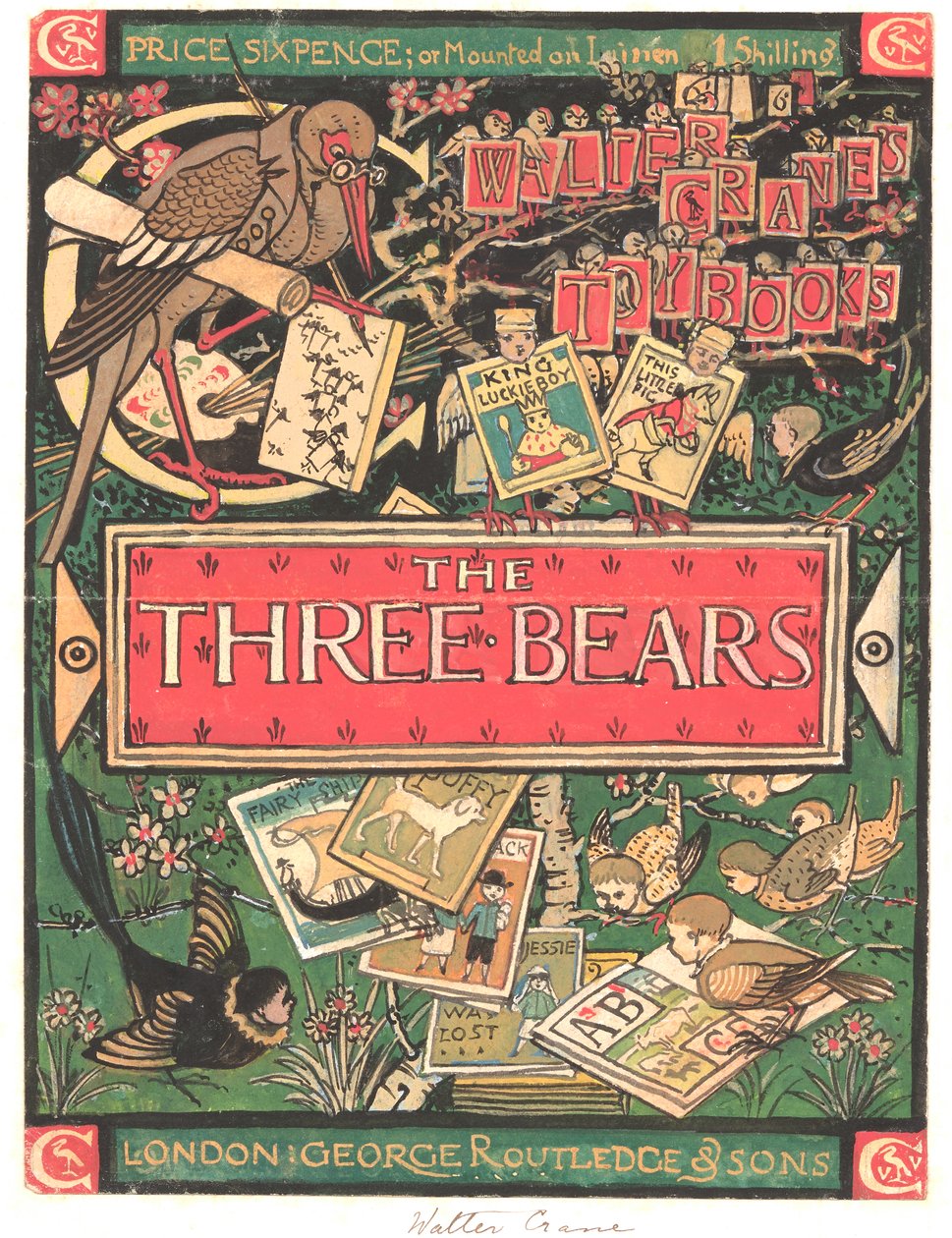 Los tres osos (acuarela, tinta y lápiz sobre papel) de Walter Crane