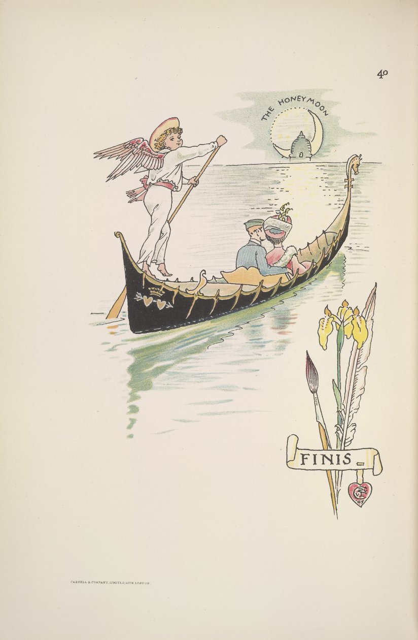 La luna de miel. La pareja en góndola de Walter Crane