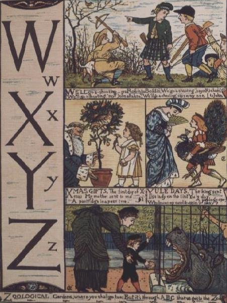 W a Z de un alfabeto basado en viejas rimas infantiles de Walter Crane