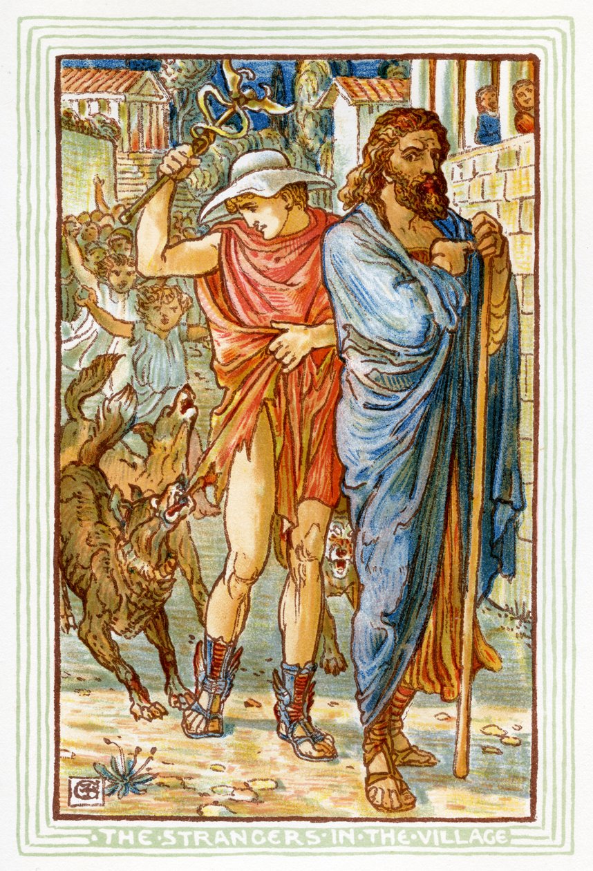 Zeus y Hermes disfrazados de campesinos de Walter Crane