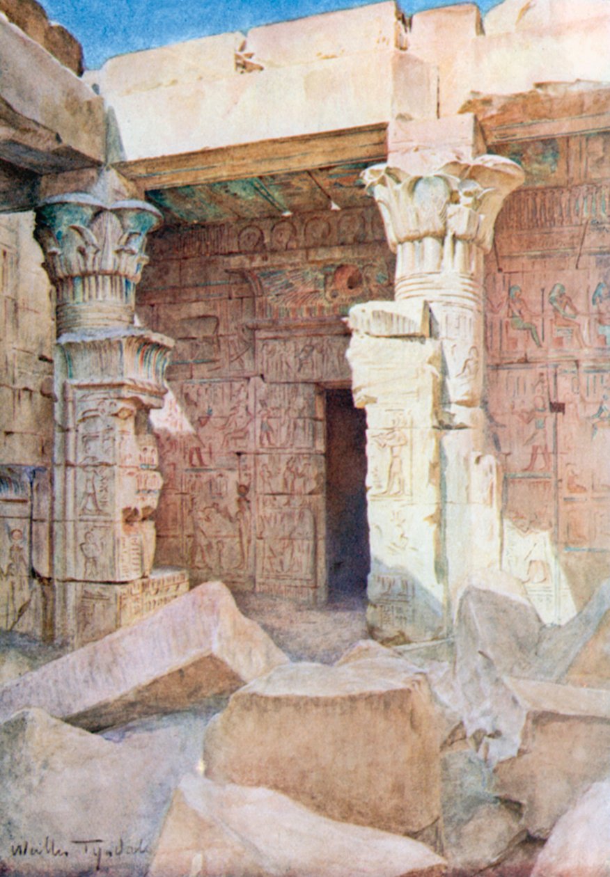 Templo de Der El-Medineh en Tebas (litografía en color) de Walter Frederick Roofe Tyndale