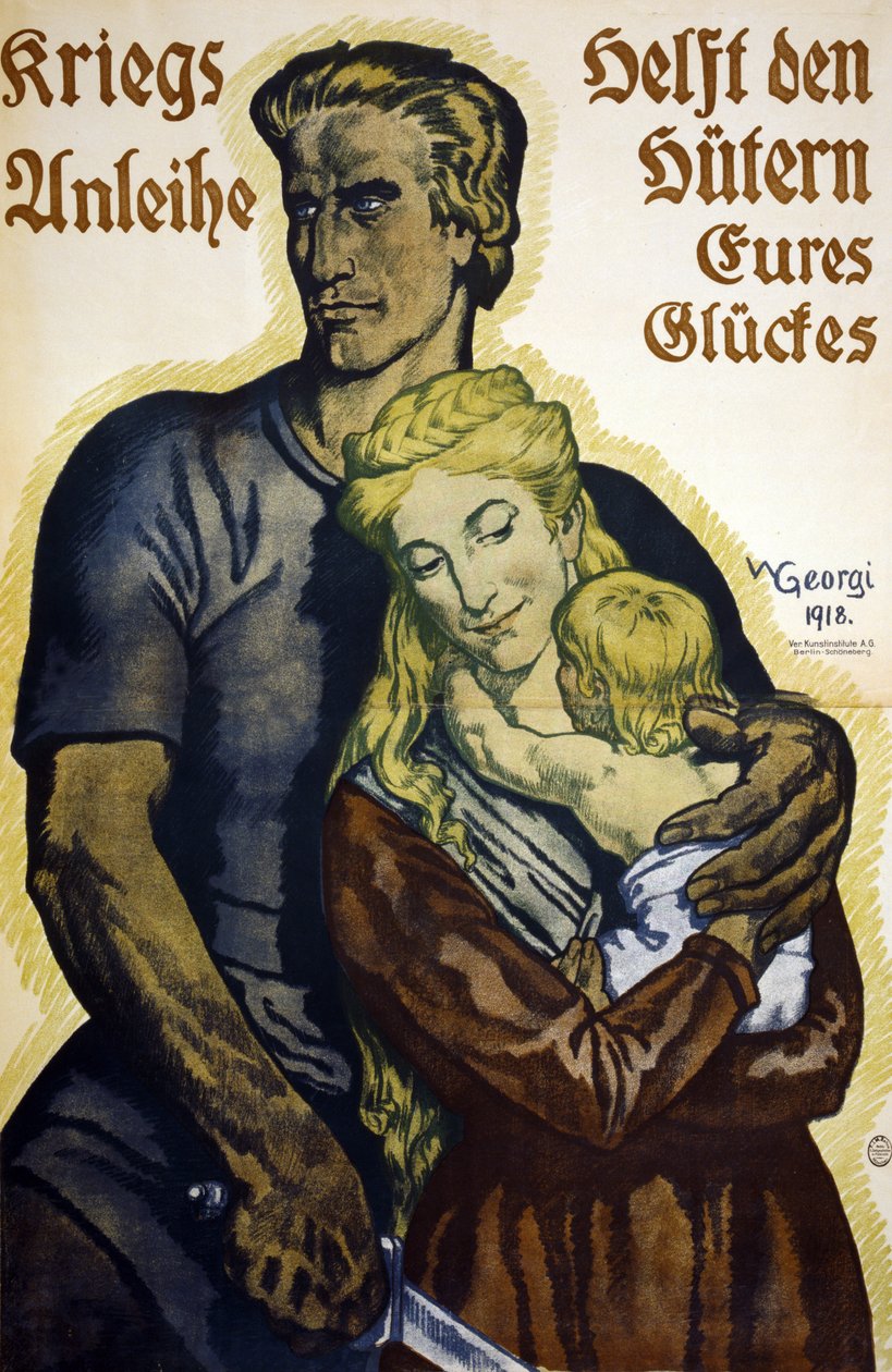 Primera Guerra Mundial 1914-1918. Cartel alemán para suscriptores de bonos de Préstamo de Guerra. de Walter Georgi