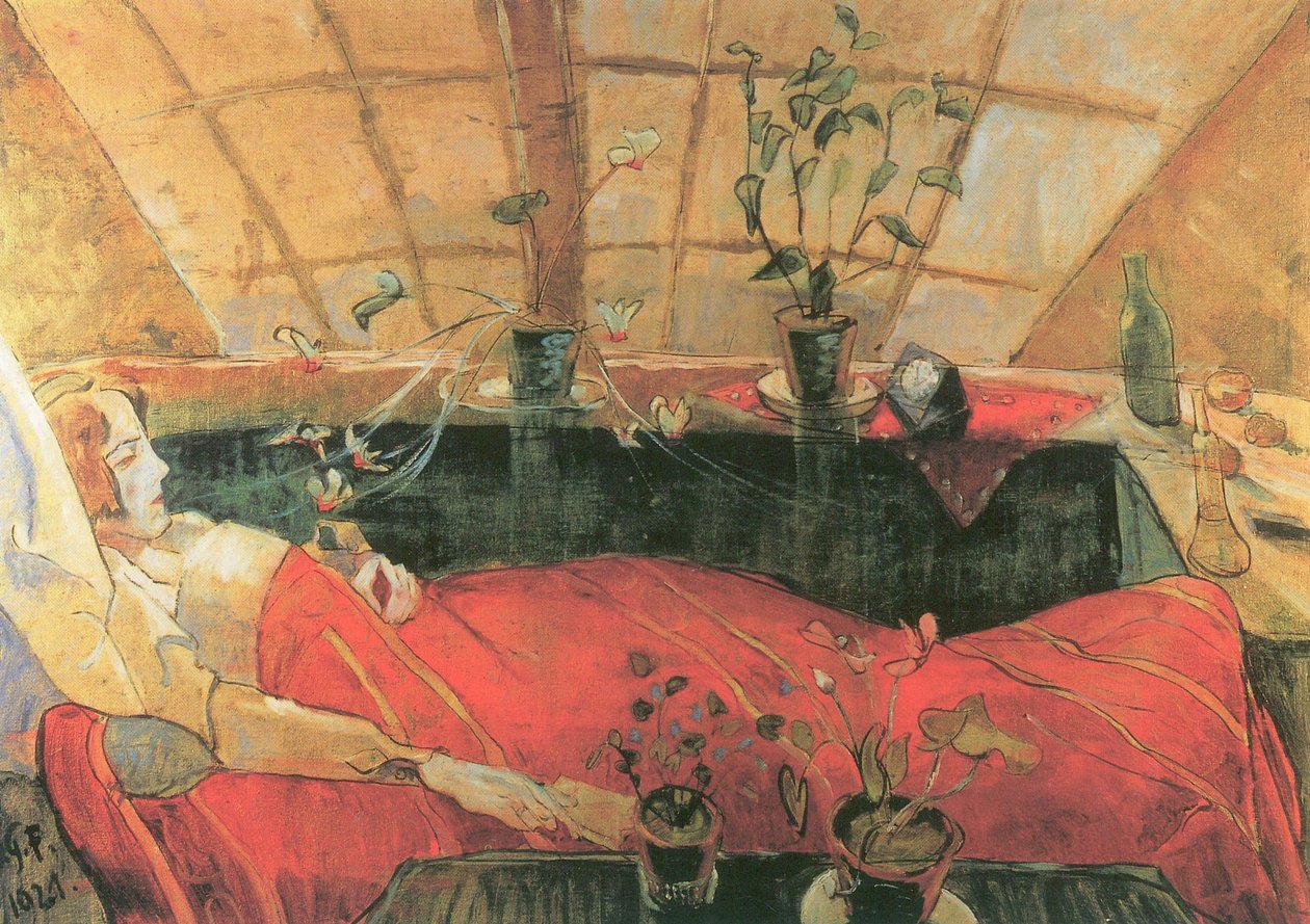 B.79 Walter Gramatté. Die Genesende. La convaleciente (Sonia Gramatté). 1921 de Walter Gramatte