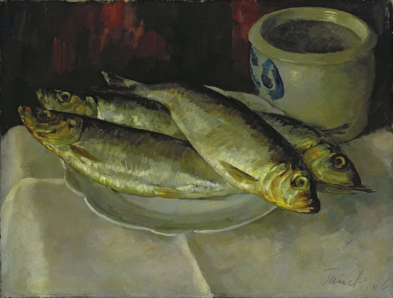 Bodegón de pescado (óleo sobre lienzo) de Walter Heinrich Tanck