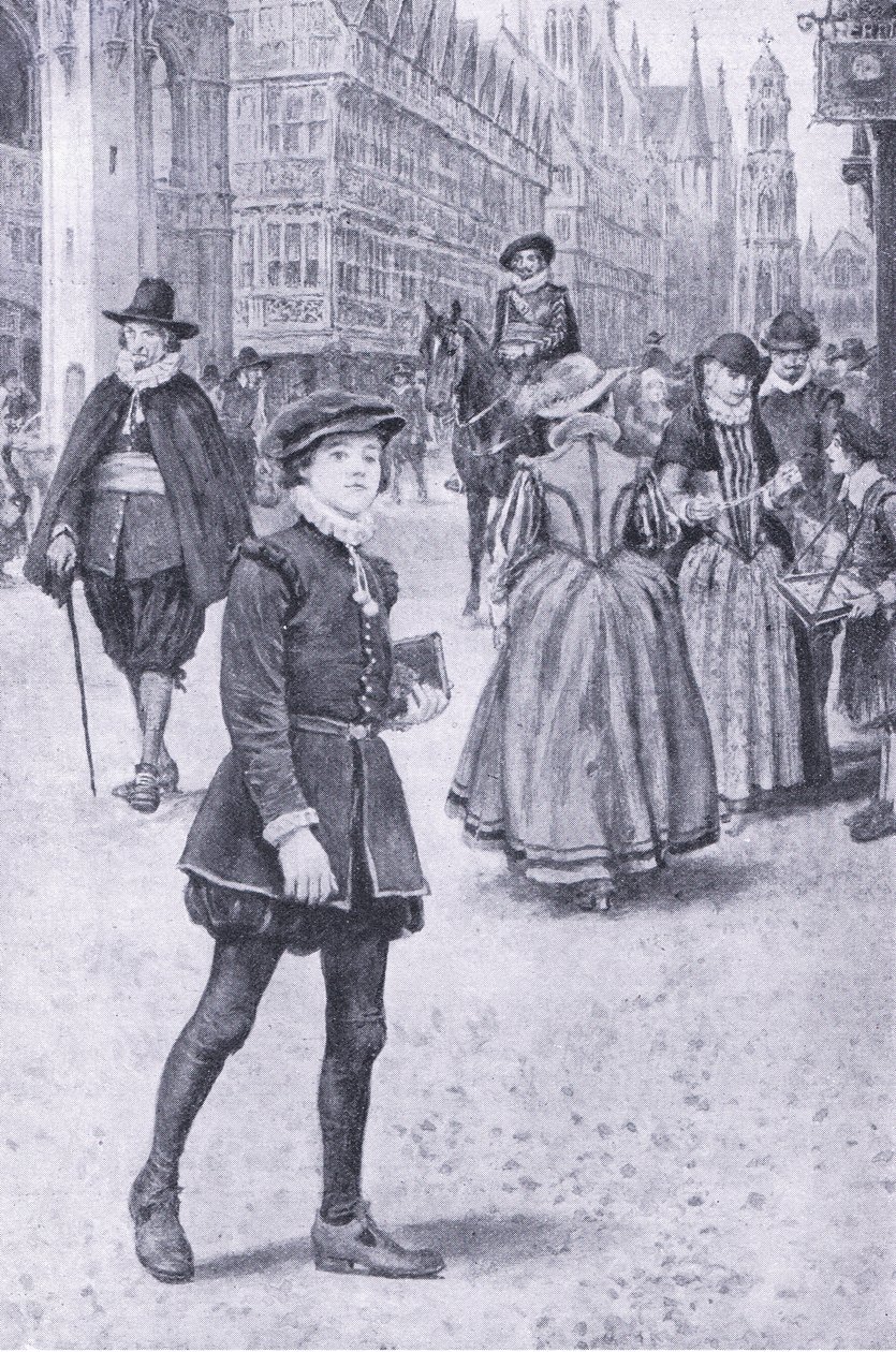 Herrick pasea por Cheapside, ilustración de My Magazine de Walter Paget