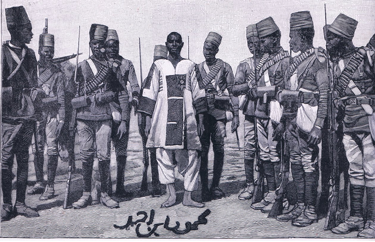 El Emir Mahmud bajo custodia, ilustración de la Historia de Inglaterra de Cassell, 1900s de Walter Paget