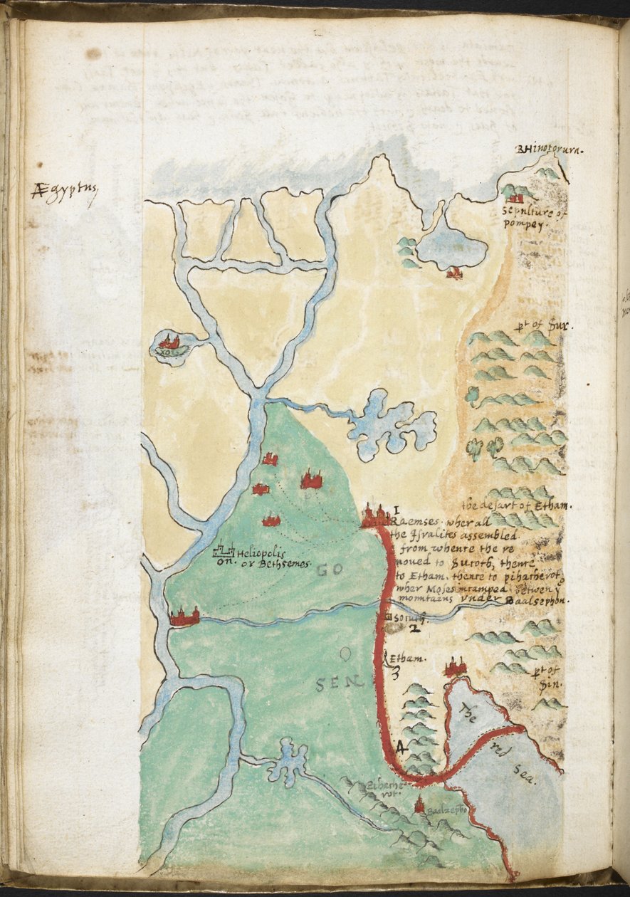 MS 57555, f.23v, Mapa del norte de África, de un cuaderno que comprende un diccionario geográfico histórico, listas de bibliotecas, etc.; c.1606-08 (acuarela sobre papel) de Walter Raleigh