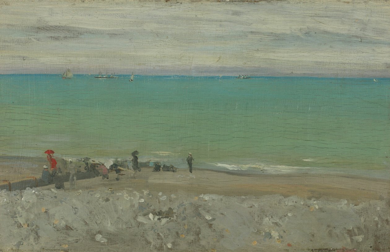 La playa, Dieppe, c.1885 (óleo sobre tabla) de Walter Richard Sickert