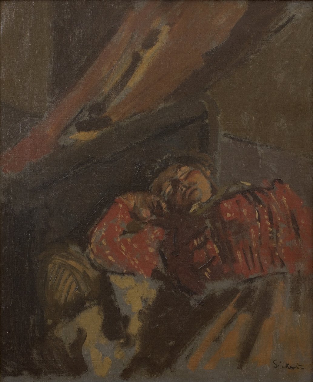 Blusa roja estampada, c. 1907 (Óleo sobre lienzo) de Walter Richard Sickert