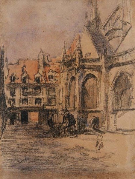 Rue Sainte Catherine y las viejas arcadas, Dieppe, c.1900 de Walter Richard Sickert