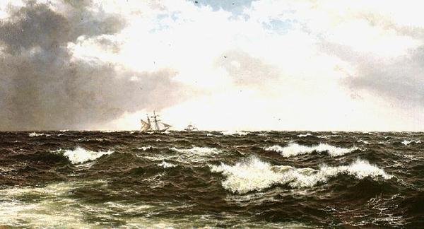 Marina con Barcos en el Canal Medio de Walter Shaw