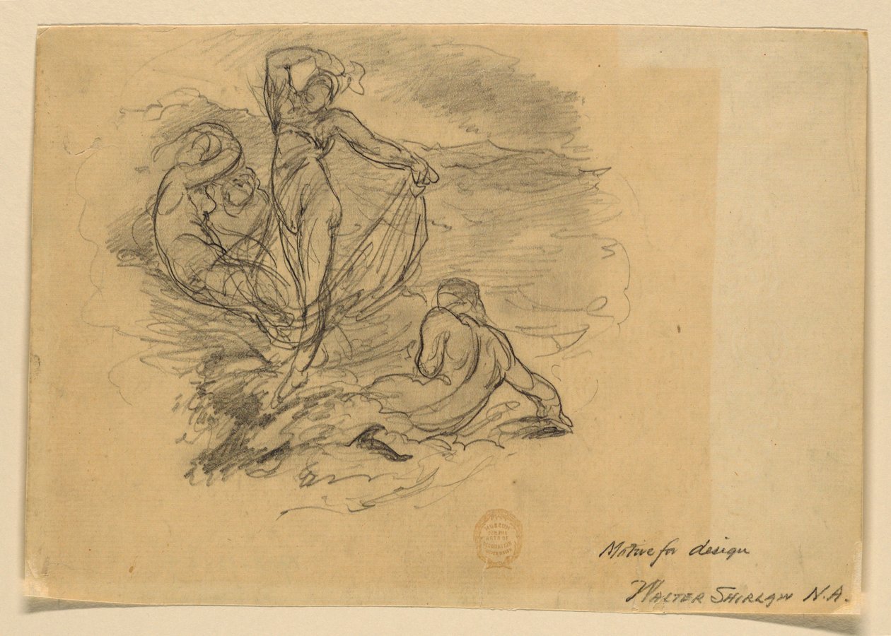 Un Grupo de Cuatro Ninfas (Motivo para Diseño) de Walter Shirlaw