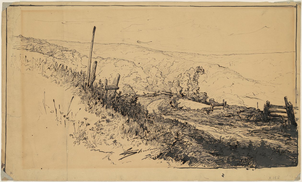 Un camino en las colinas cerca de Dordrecht de Walter Shirlaw