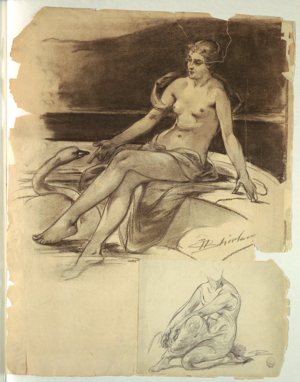 Niña con Cisne de Walter Shirlaw