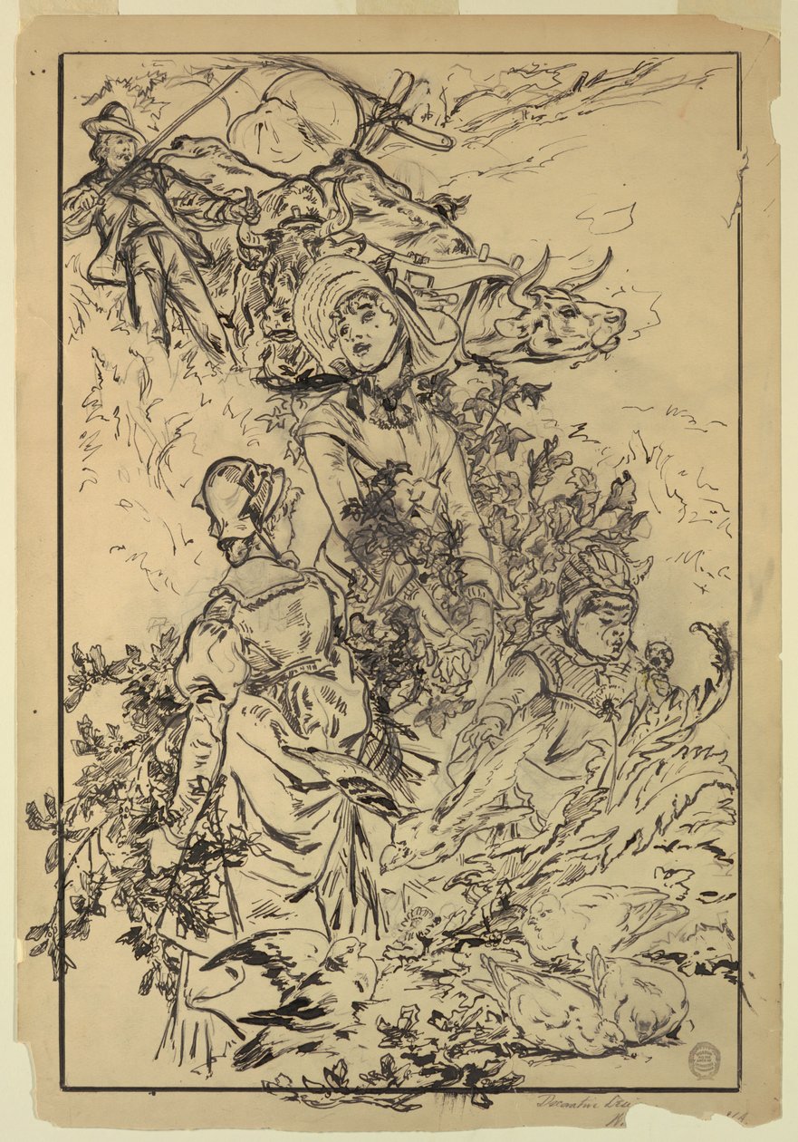 En las montañas (diseño decorativo) de Walter Shirlaw