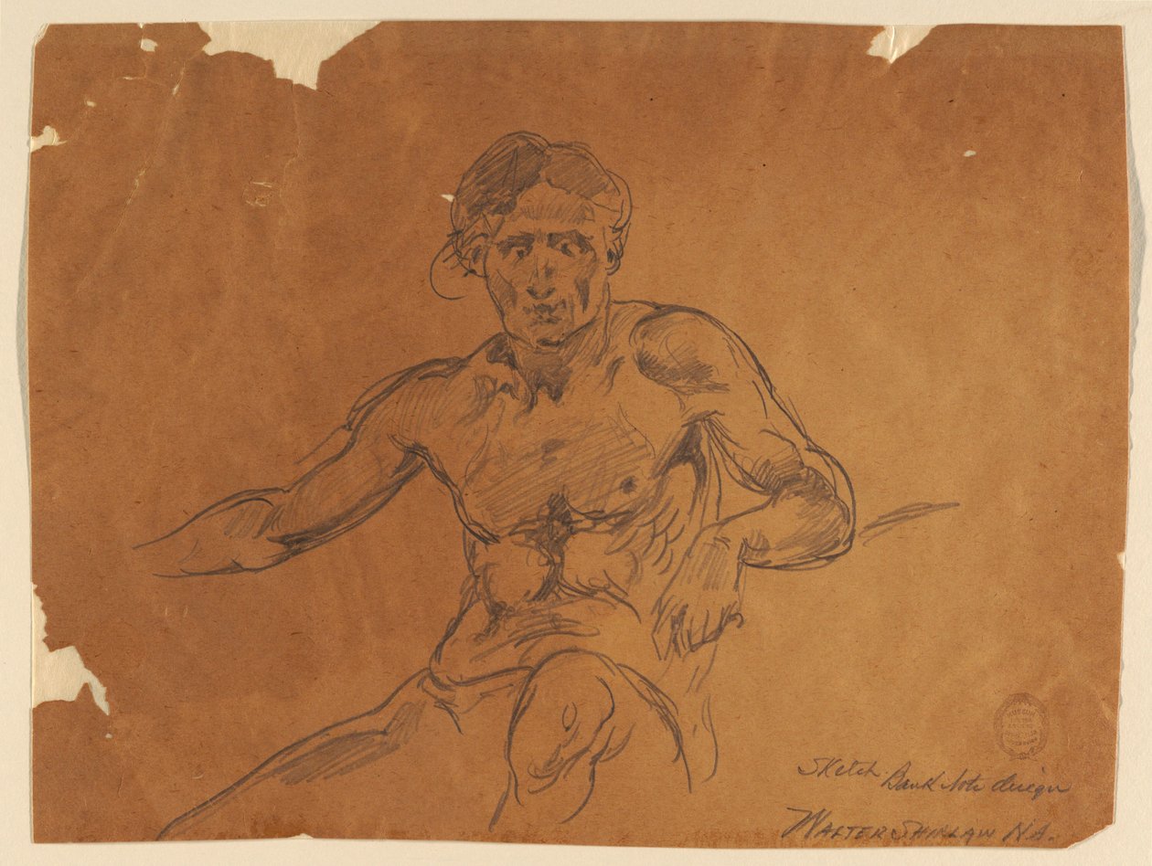 Boceto para diseño de billete de banco de Walter Shirlaw