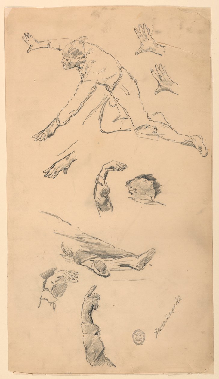 Estudios de manos y figuras de Walter Shirlaw