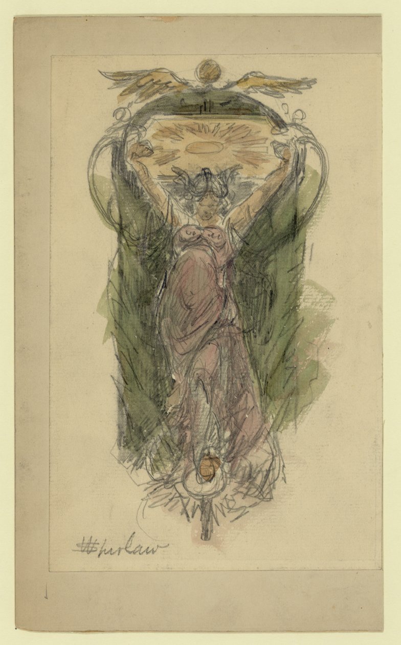 Dibujo de estudio para mural de mujer, no. 1 de Walter Shirlaw