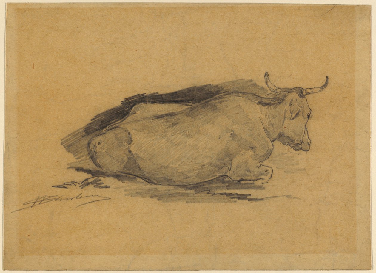 Estudio de una vaca acostada de Walter Shirlaw